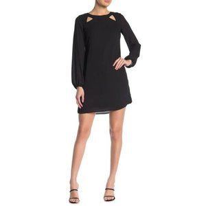 NWT Kensie Black Tie Long Sleeve Shift Cutout Lightweight Lined Cocktail Dress
